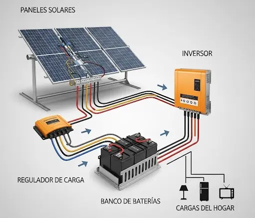 Sistema solar Off-Grid autónomo con baterías para zonas rurales de Buenos Aires - EXAASOLAR