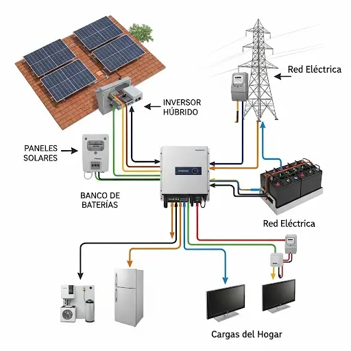 Sistema solar Híbrido con respaldo de baterías para hogares en Buenos Aires - EXAASOLAR